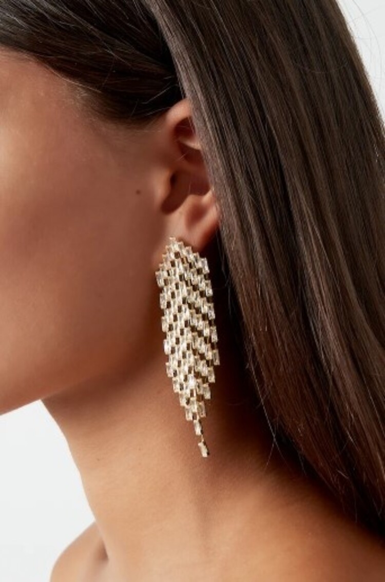 Beaded statement earrings  - silver