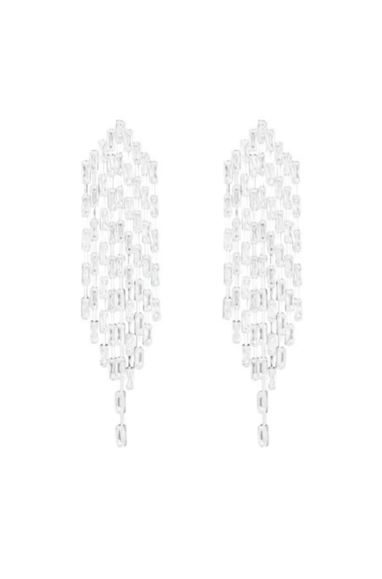 Beaded statement earrings  - silver