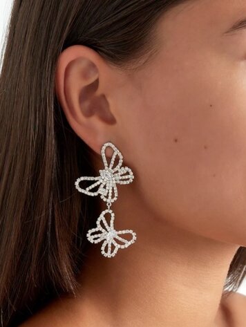 Butterfly sparkle earrings- silver