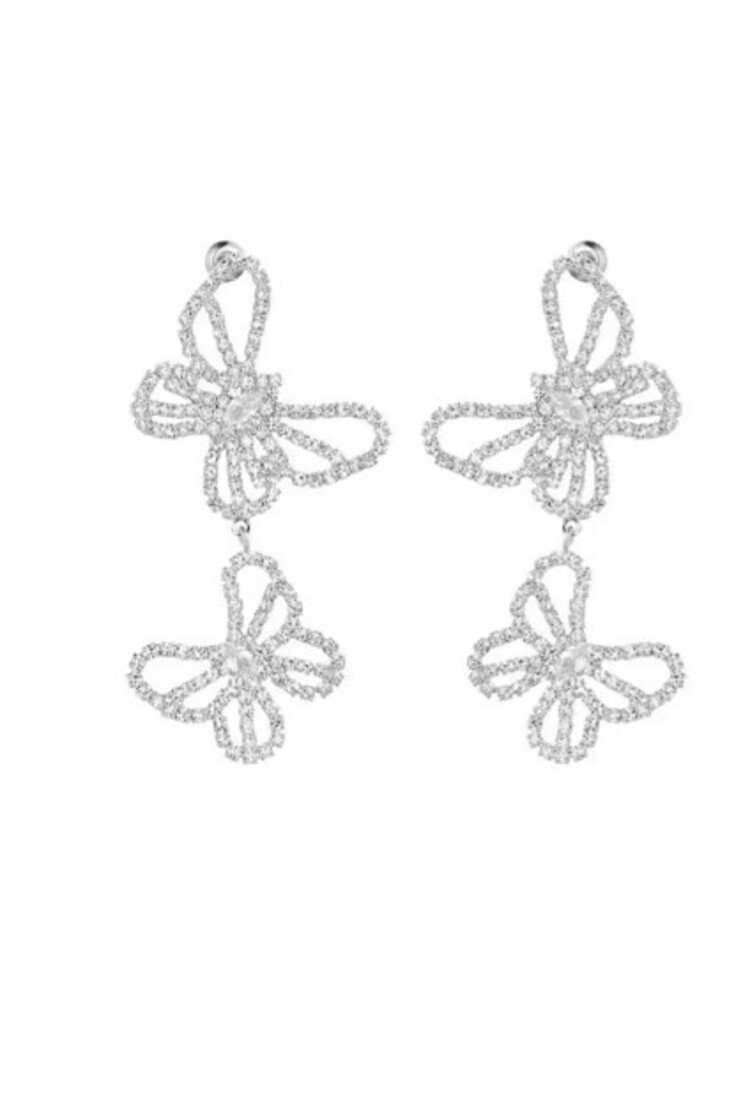 Butterfly sparkle earrings- silver