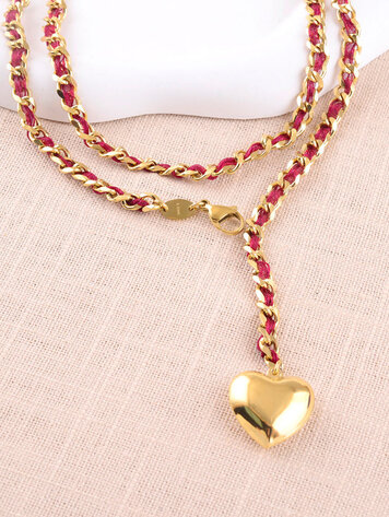 Bohm Paris Belly chain - mesh and woven fabric, heart pendant