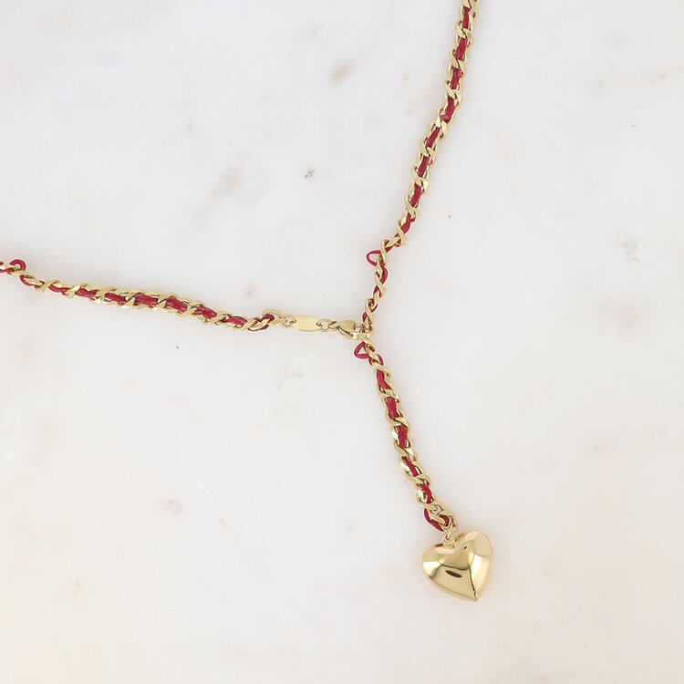 Bohm Paris Belly chain - mesh and woven fabric, heart pendant