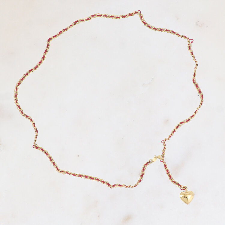 Bohm Paris Belly chain - mesh and woven fabric, heart pendant