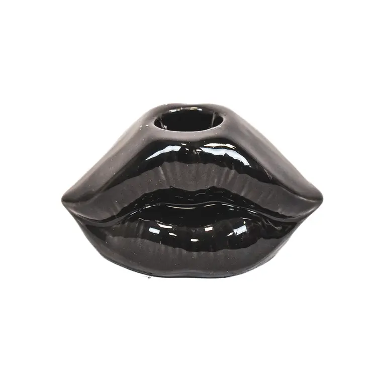 House Vitamin Candle holder - Lip - Ceramic - black - 7x5,5x4cm - Copy