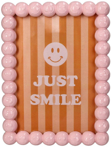 Photo Frame Smiley Polyresin Pink 13x18cm