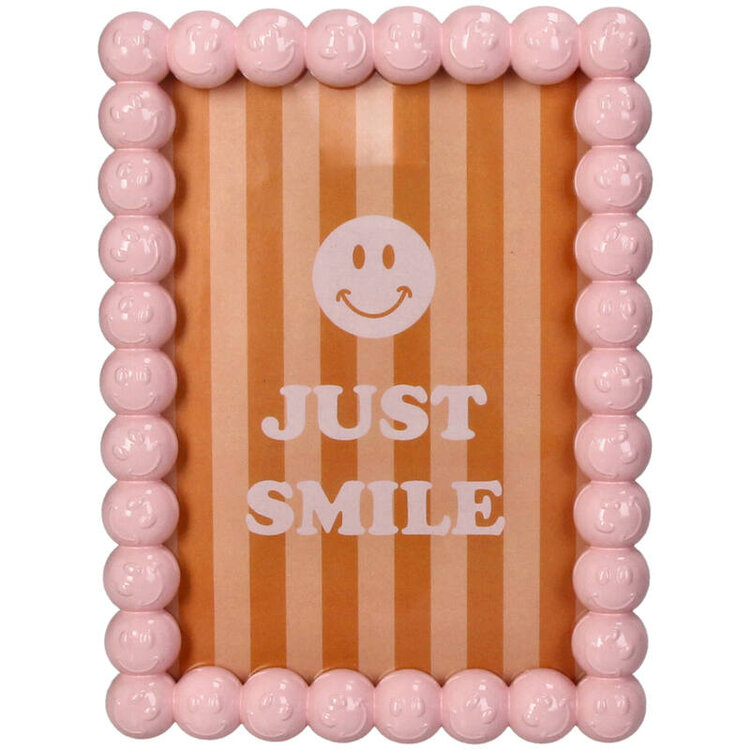 Photo Frame Smiley Polyresin Pink 13x18cm