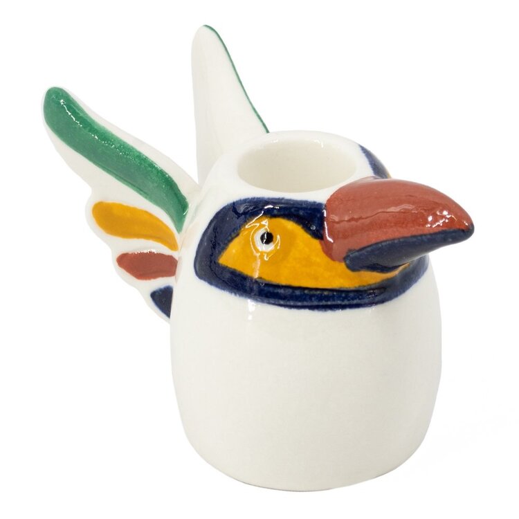 Earthenware candlestick bird
