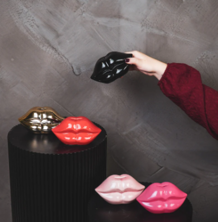 House Vitamin Ornament- Money Bank - Lip - Ceramics- pink -15x8x8cm