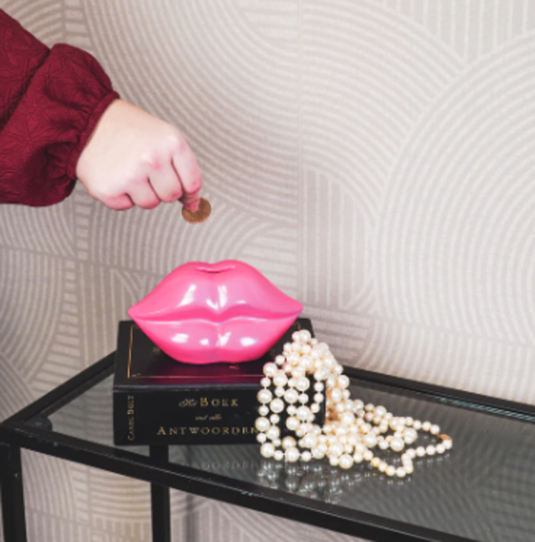 House Vitamin Ornament- Money Bank - Lip - Ceramics- pink -15x8x8cm