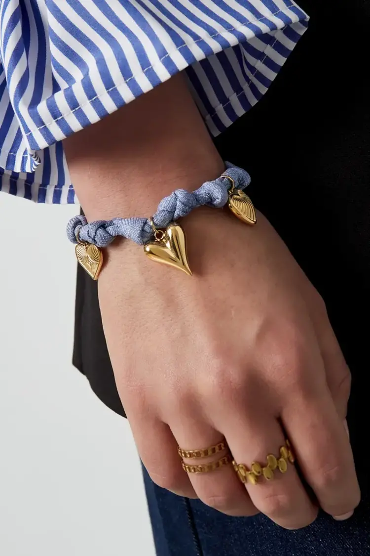 Bracelet color bliss heart - Blue gold color
