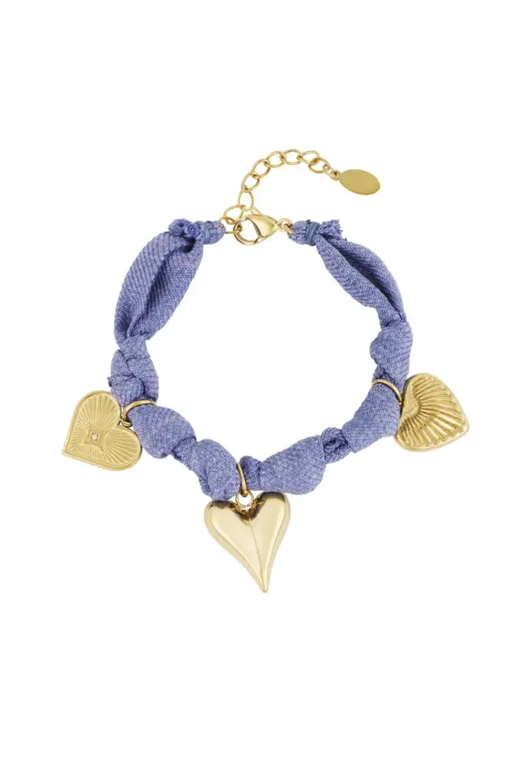 Bracelet color bliss heart - Blue gold color
