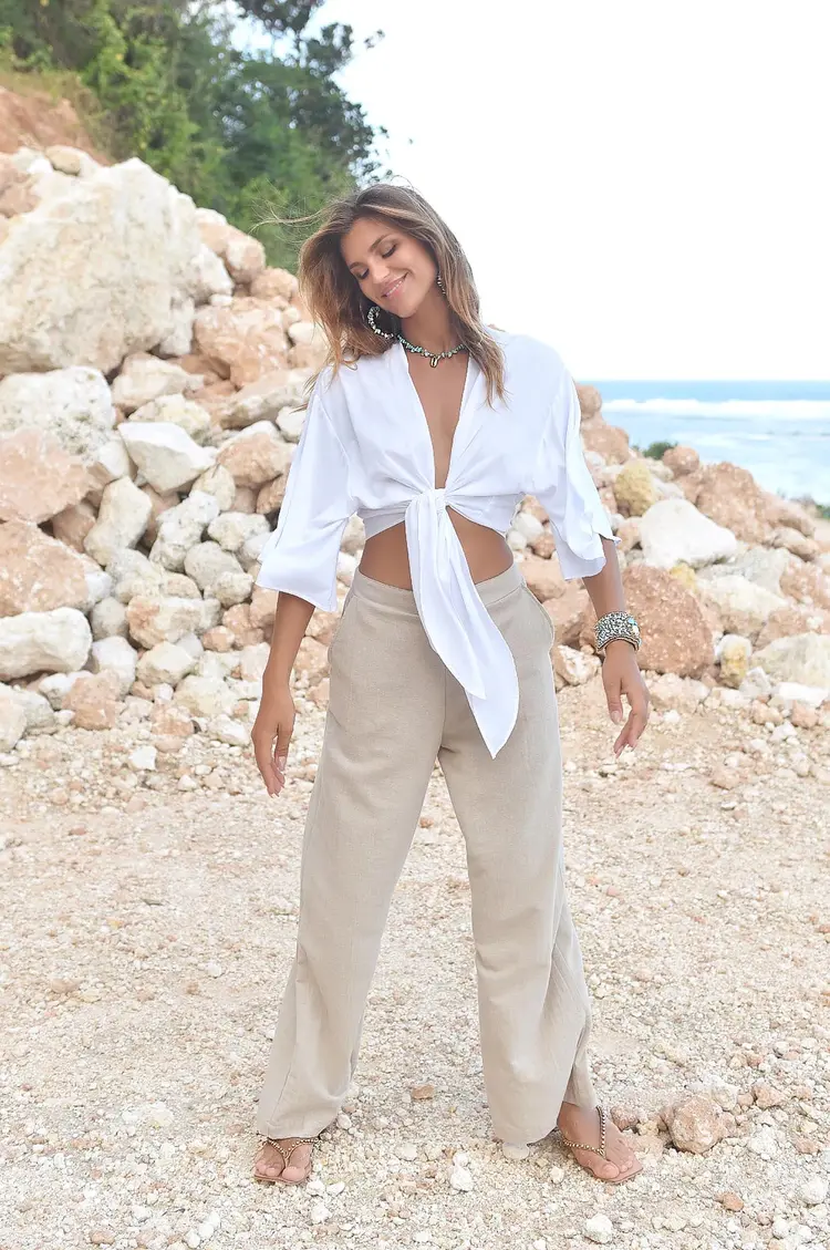 Hot Lava Pants Alex - camel -  Pebble Linnen