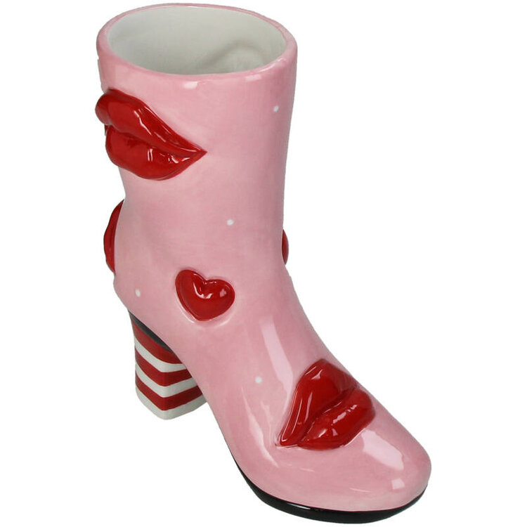 Vase Boot Lips Stoneware Multi 19.5x8.5x23cm
