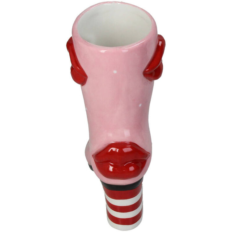 Vase Boot Lips Stoneware Multi 19.5x8.5x23cm