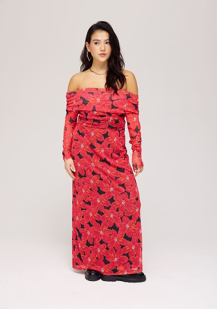 Harper & Yve Leny Skirt - spicy red flower