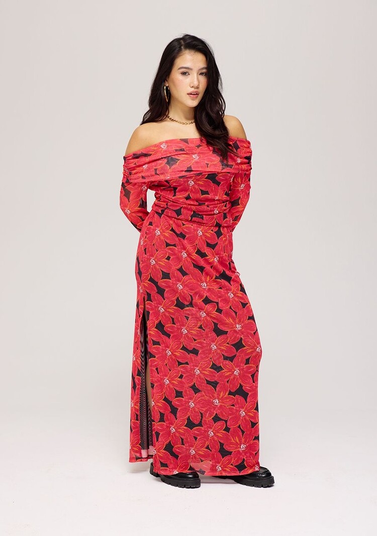 Harper & Yve Leny Skirt - spicy red flower