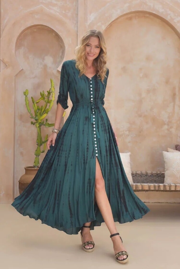 Hot Lava Dress Mila Moonstone Deep Green