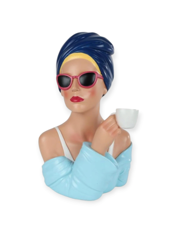 Sculptuur "Lady" blauw polystone 19x20x29cm