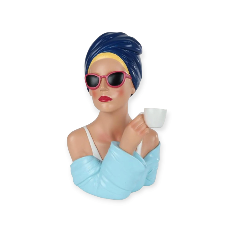 Sculptuur "Lady" blauw polystone 19x20x29cm