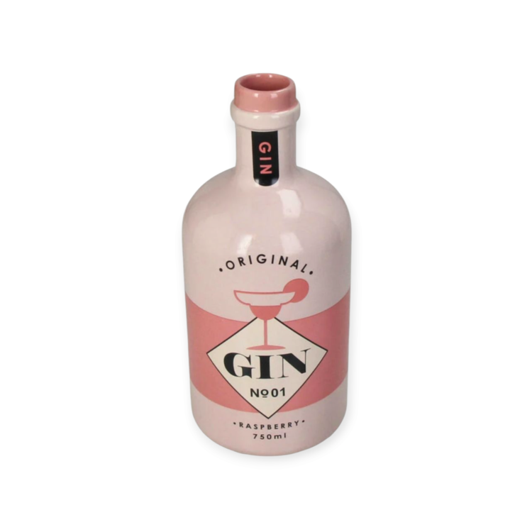 Vase Gin Bottle Fine Earthenware Pink 9.5x9.5x21.5cm