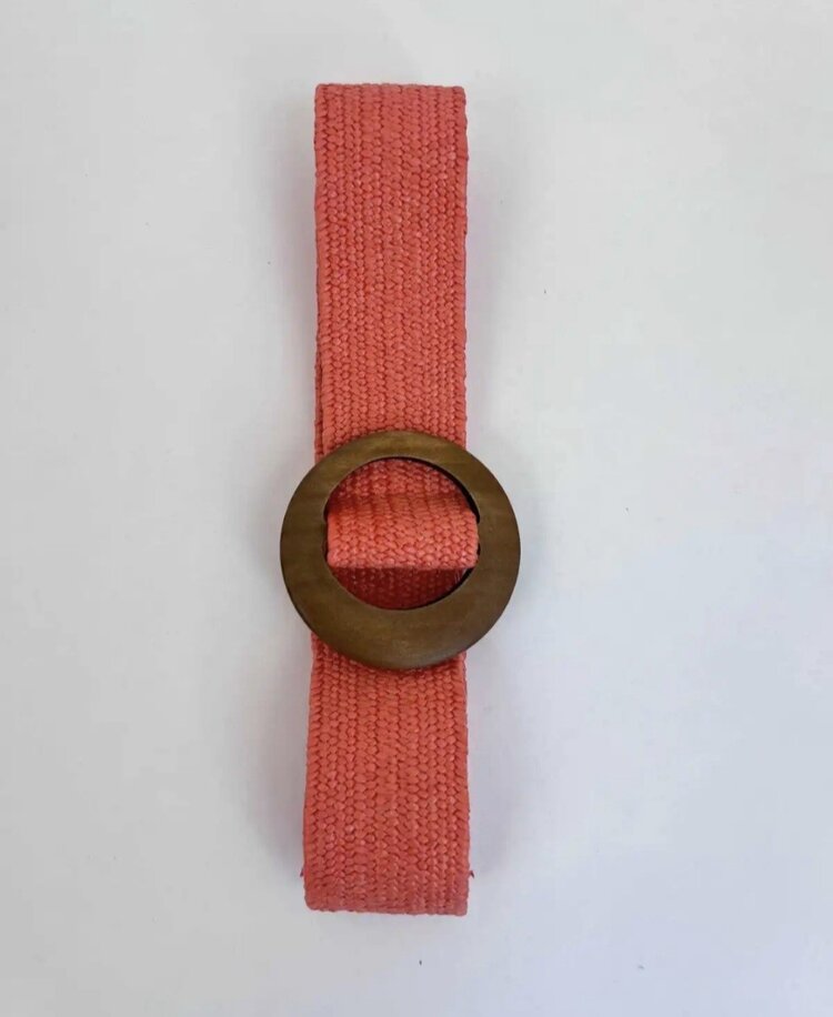 Raffia Belt - coral