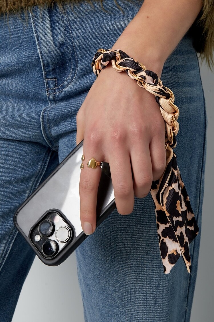 Phone cord wild heart-Beige gold colour