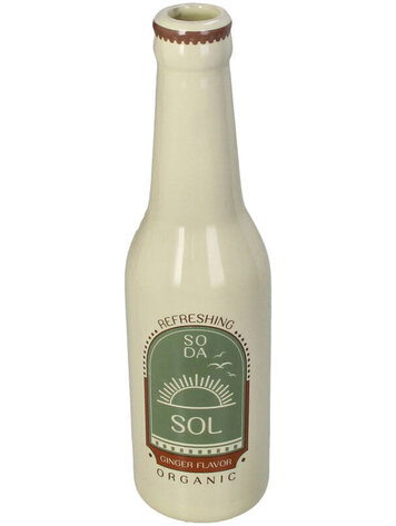 Vase Soda Bottle Sol Fine Earthenware Ivory 6.5x6.5x24cm