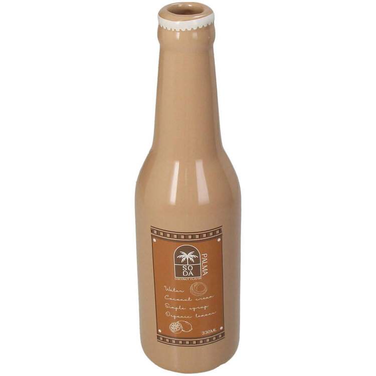 Vase Soda Bottle Palma Fine Earthenware Brown 6.5x6.5x24cm