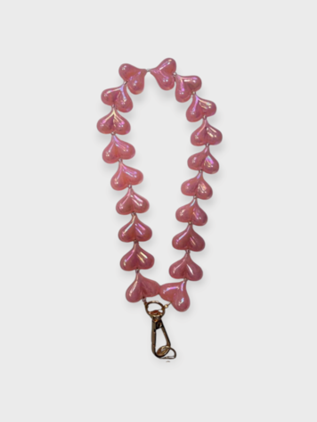 Telefoonkoord Hearts - pink  paarlemoer