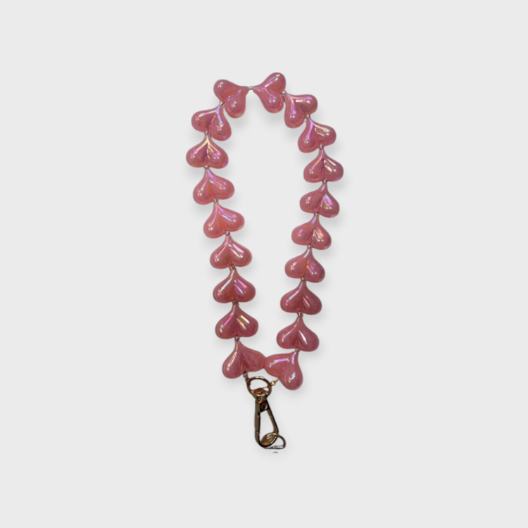 Phone cord Hearts - pink pearl