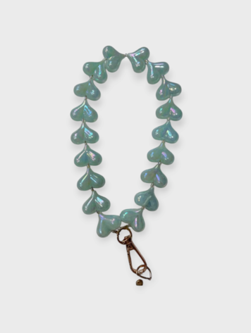 Phone cord Hearts - light bleu  pearl