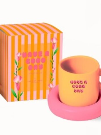 The Gift Label Amsterdam Mug & Saucer - Have A Good Day