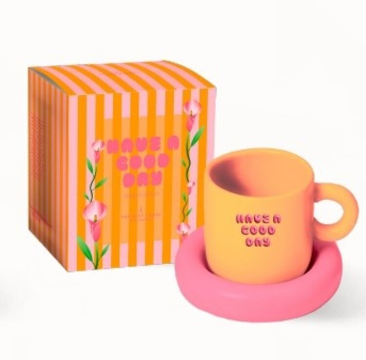 The Gift Label Amsterdam Mug & Saucer - Have A Good Day