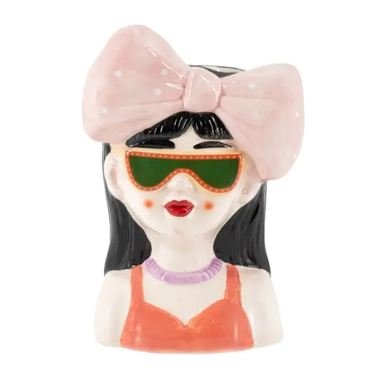 Pottery vase lady bow