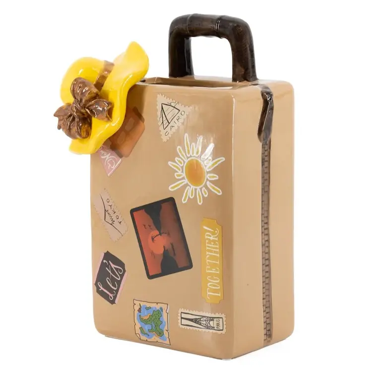 Earthenware suitcase vase 15,7x12x24,5cm