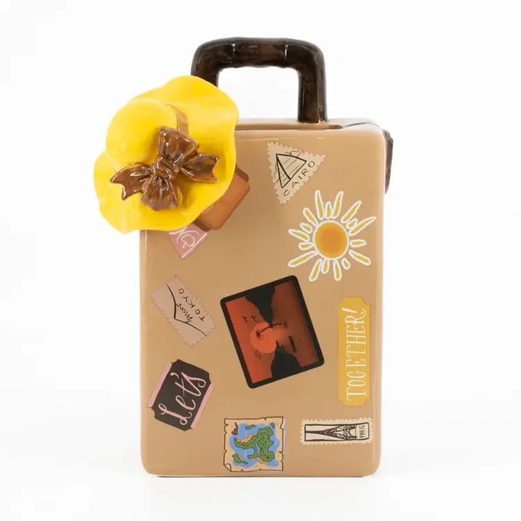 Earthenware suitcase vase 15,7x12x24,5cm