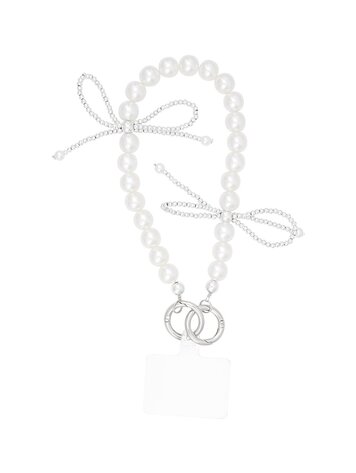 Phone Cord Pearl Bowtiful - white