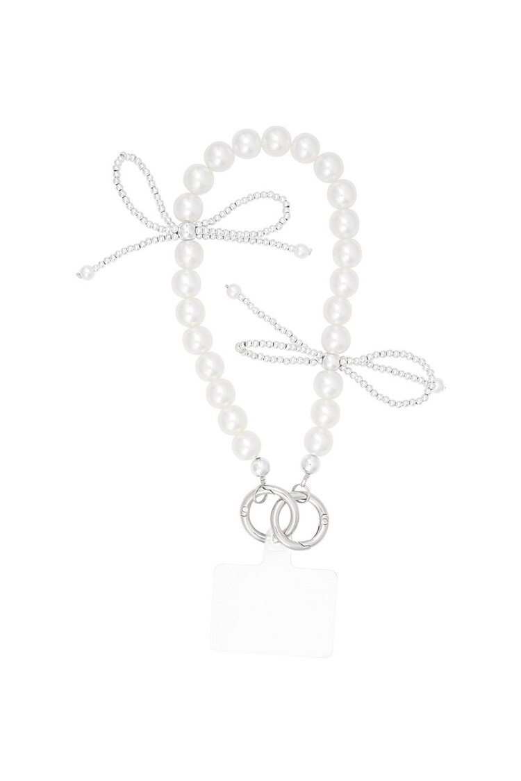 Phone Cord Pearl Bowtiful - white