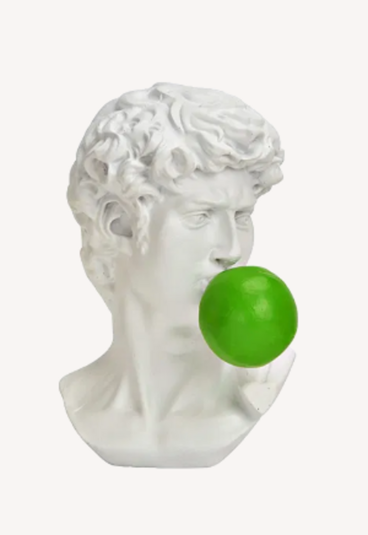 Davidbeeld met kauwgombal (B/H/D) 9x14x9cm - green