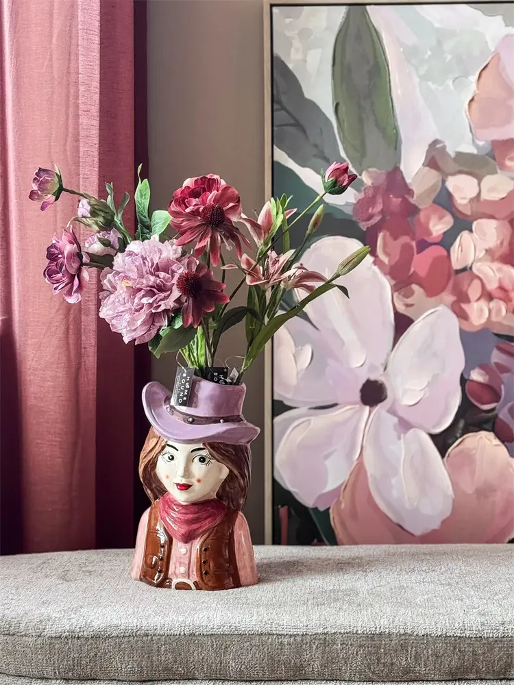 Pottery Vase Cowboy Girl - 17,2x14,3x28,3cm