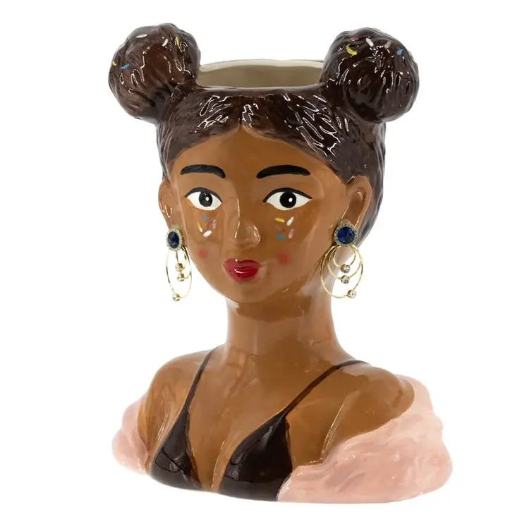 Pottery Vase Girl Buns, 22,8x14x27,2cm