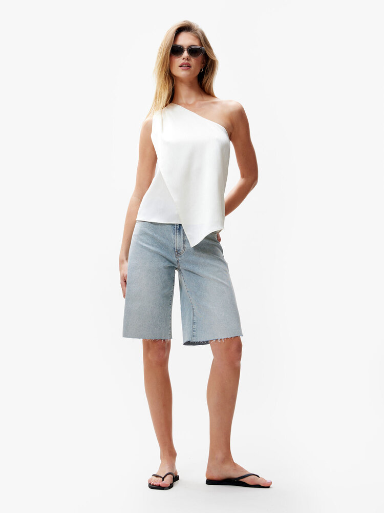 Catwalk Junkie Asymetric Textured Top - egret
