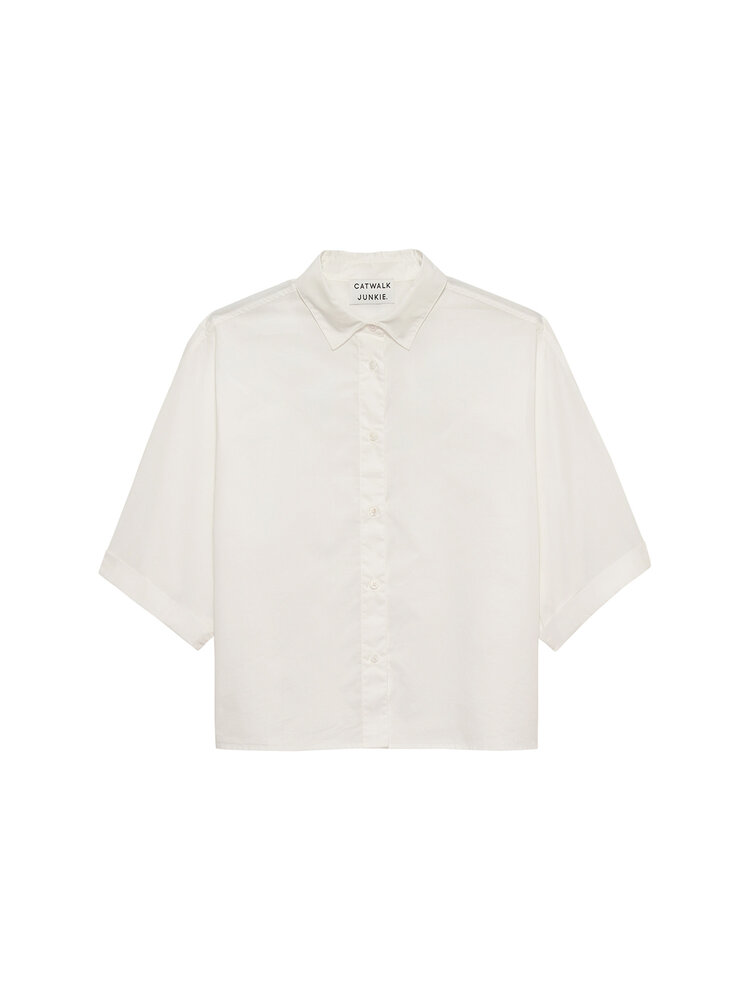 Catwalk Junkie Short sleeve blouse with open back - white