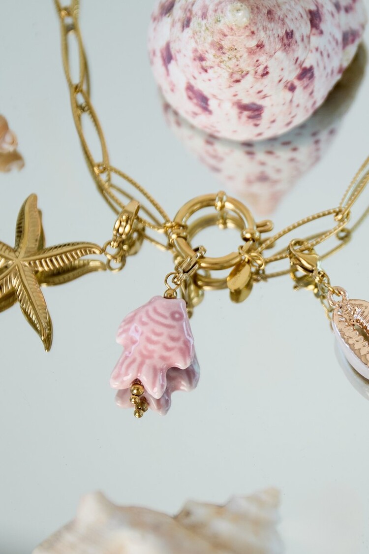 Mini fish jewelry charm - pink