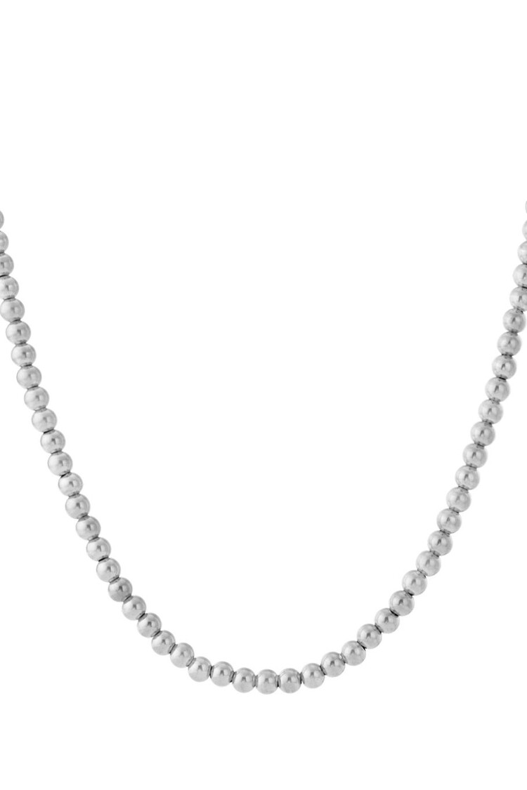 Hollow bead necklace-8mm silver color