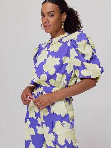 Harper & Yve Macey Blouse - bold flower - lemonade