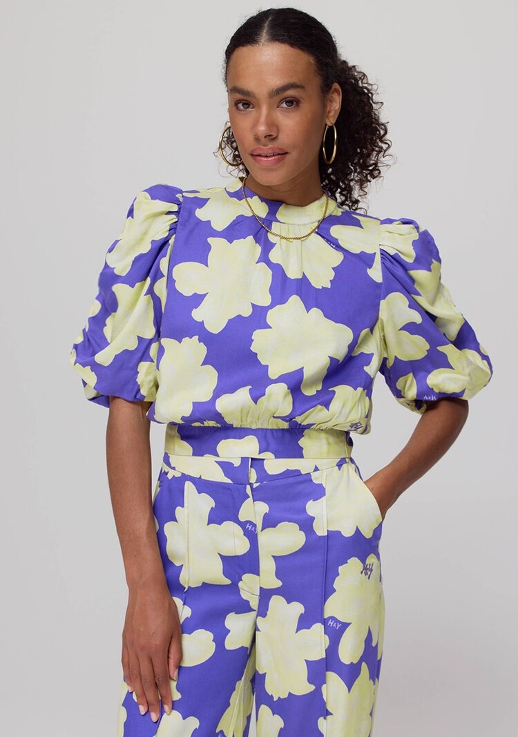 Harper & Yve Macey Blouse - bold flower - lemonade