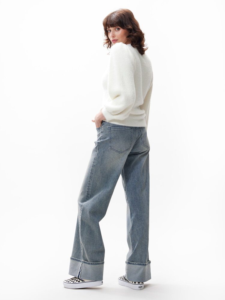 Catwalk Junkie Fuzzy Puff Sleeve Knit - off white