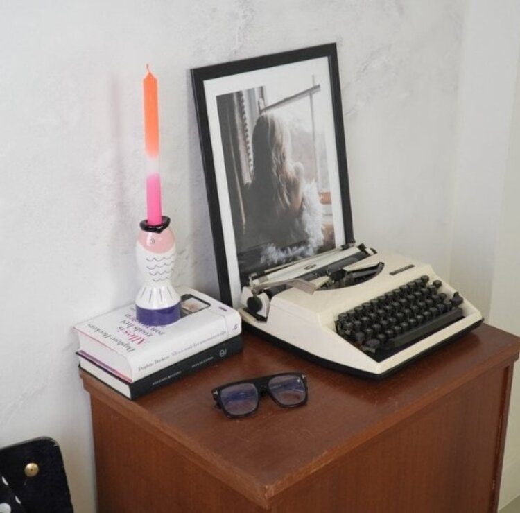 House Vitamin Candle holder - Fish - Blue/White/Pink - 7x7x16,5cm