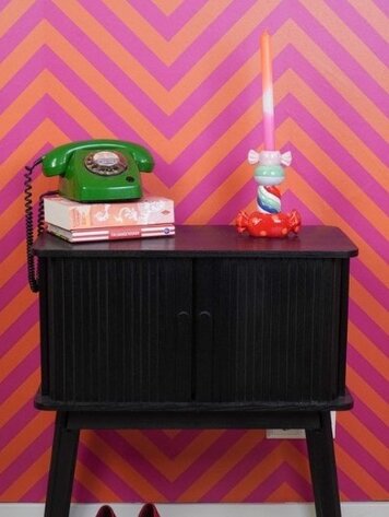 House Vitamin Candle holder - Stapled Toffee Candy- Multi Colour-13x7x20cm